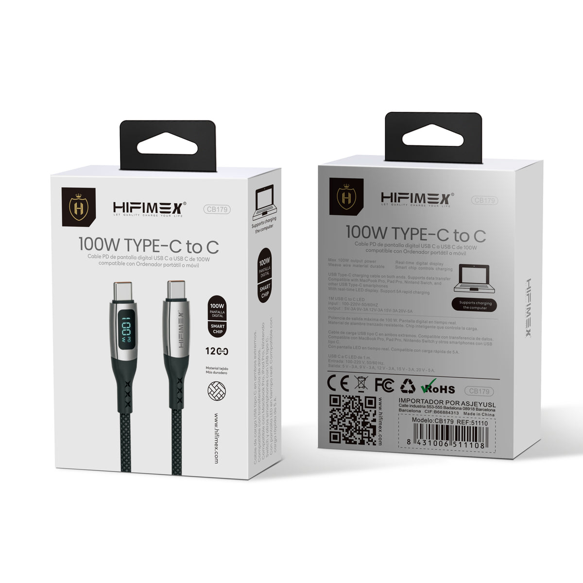100W Cable TIPO C A C(CB179)-con caja de embalaje