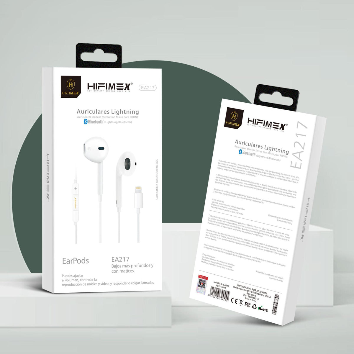 Auriculares blancos stereo con Micro para PHONE