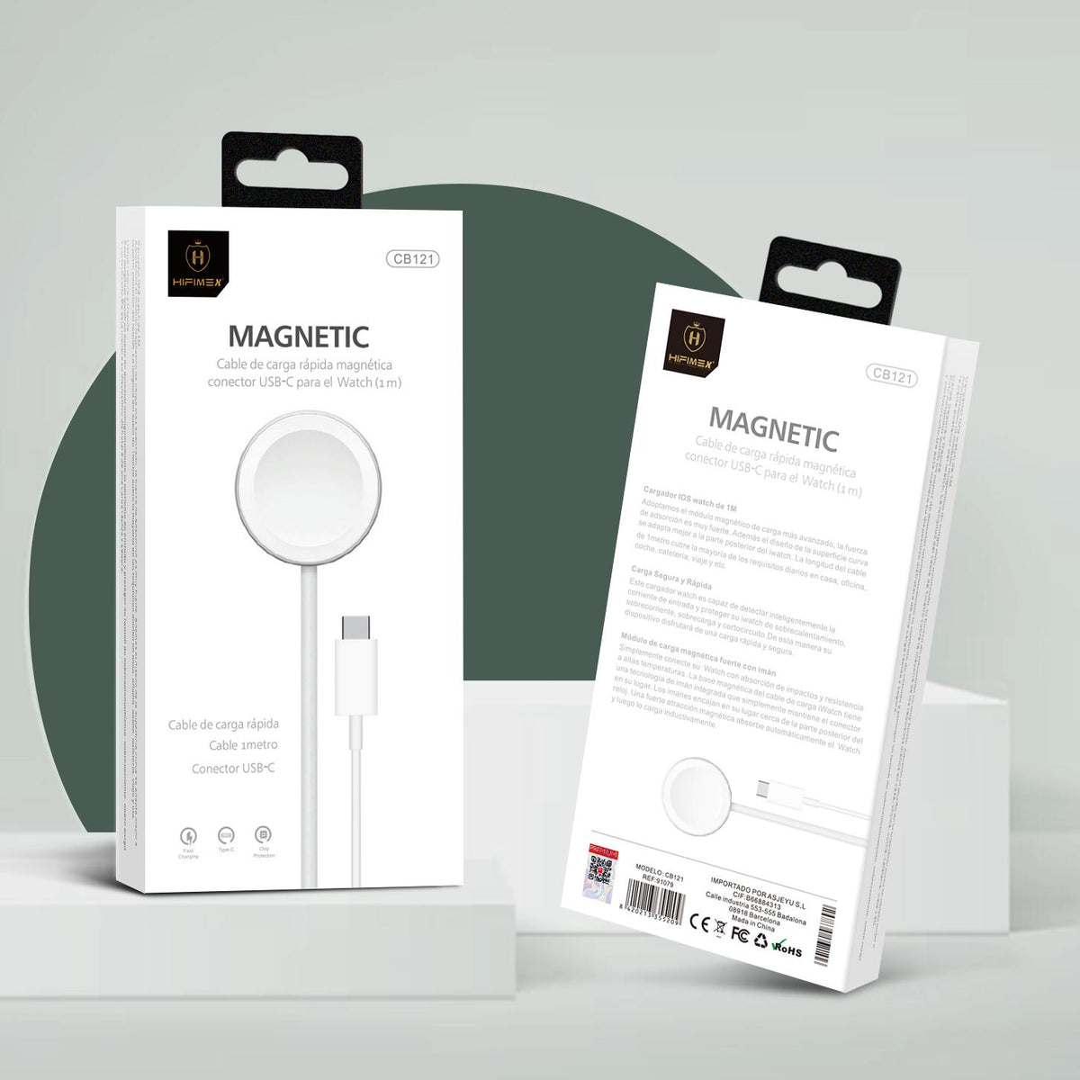 Cable de carga rápida magnética conector TIPO-C para Watch(1m)