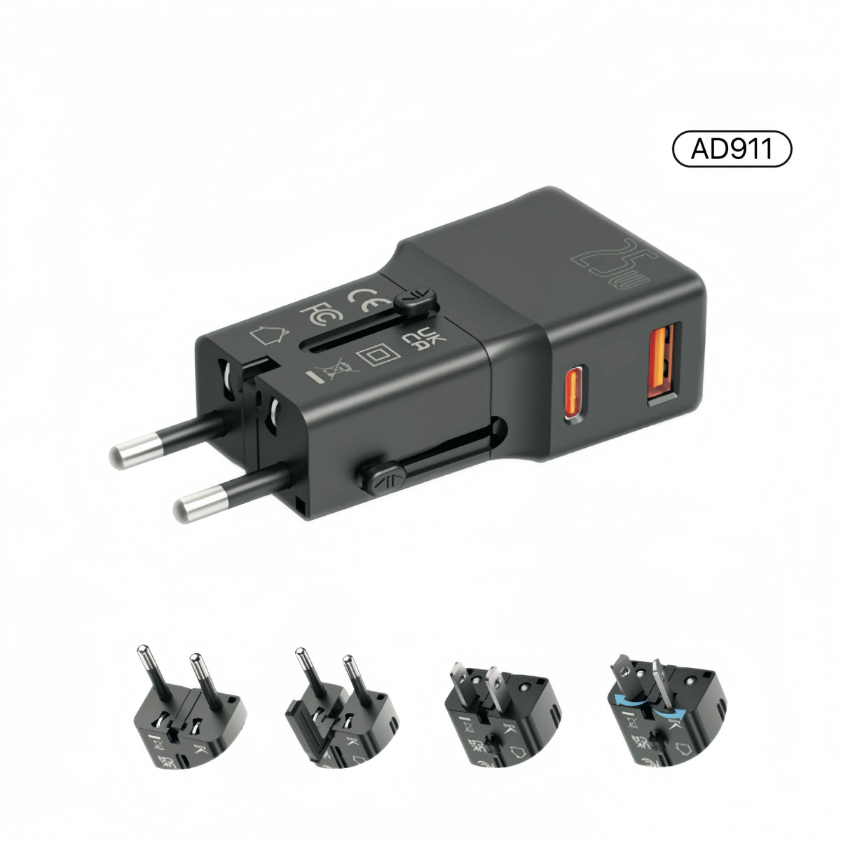 adaptador de viaje universal PD25W/QC3.0