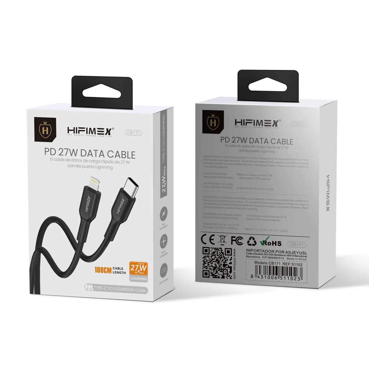 PD 27W DATA CABLE (CB171)-con caja de embalaja