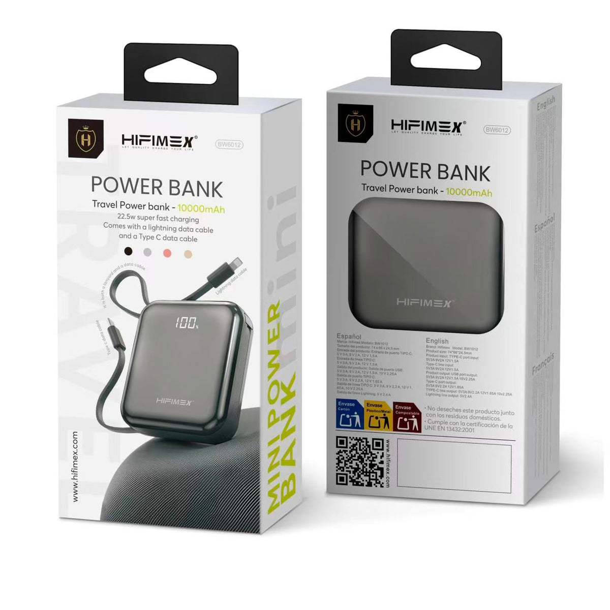 La carga súper rápida de 22,5w,tipo c y un de datos lightning