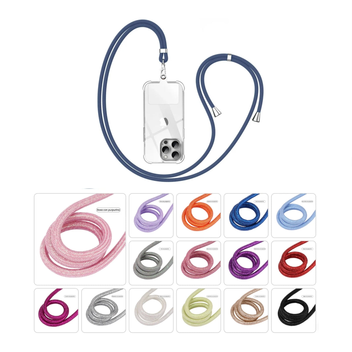 Cordón Universal para Móvil con purpurina