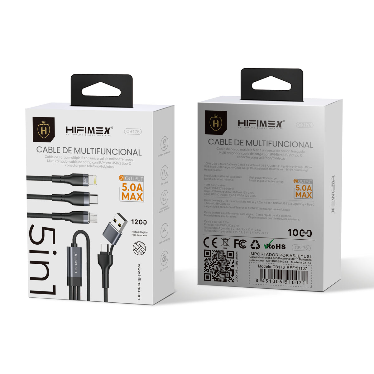 5 in 1 CABLE DE MULTIFUNCIONAL(CB176)-con caja de embalaje