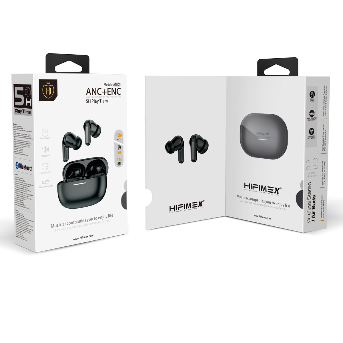 Auriculares (ATB01)
ANC+ENC 5H Play Tiem Music accompanies you to enjoy life