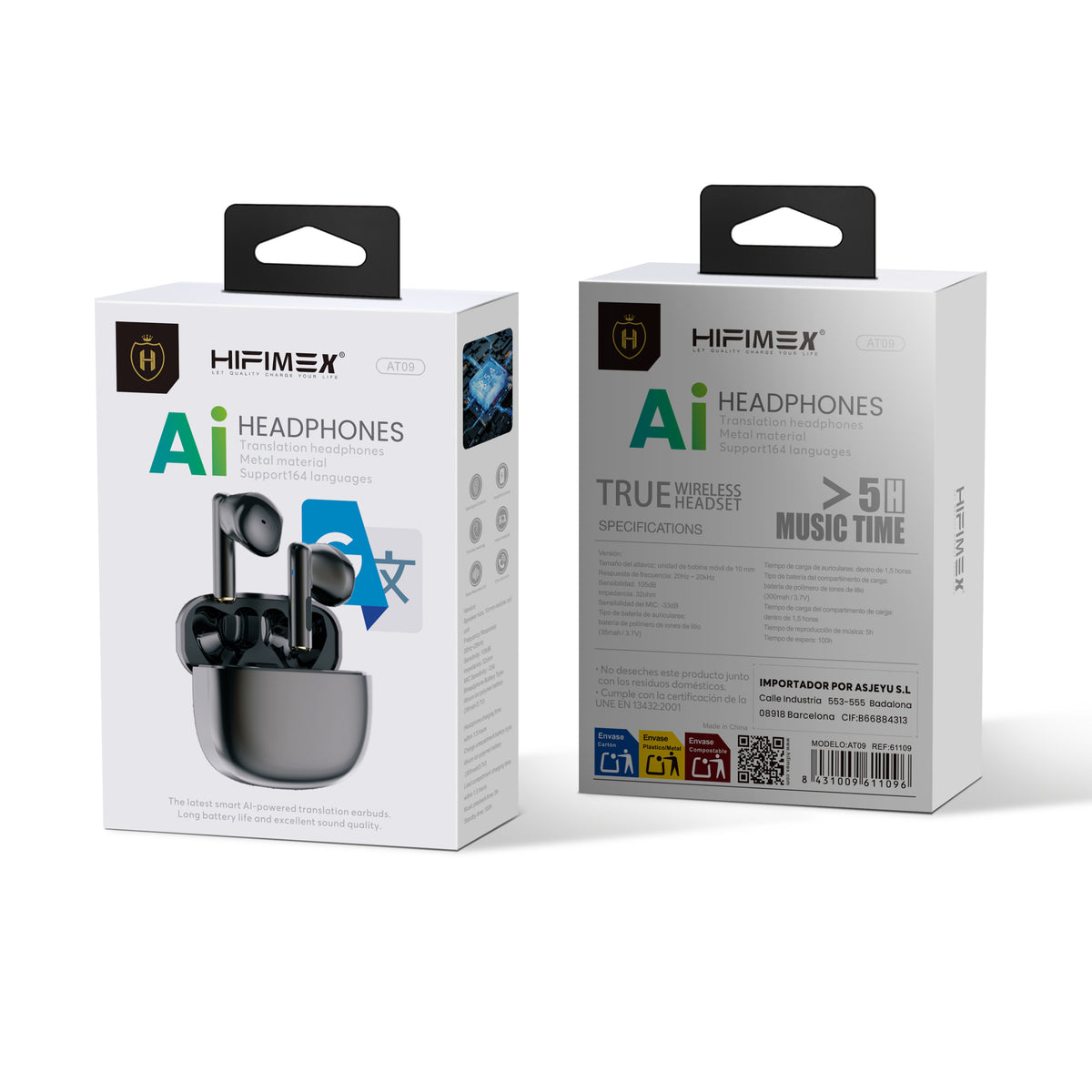 Auriculares Ai HEADPHONES(AT09)
Translation headphones Metal material Support 164 languages