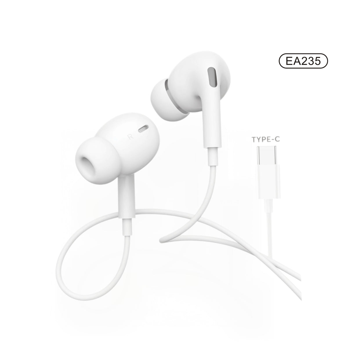 Auriculares BASS con cable Tipo C con micrófono y mando a distanica-blanco-fondo
