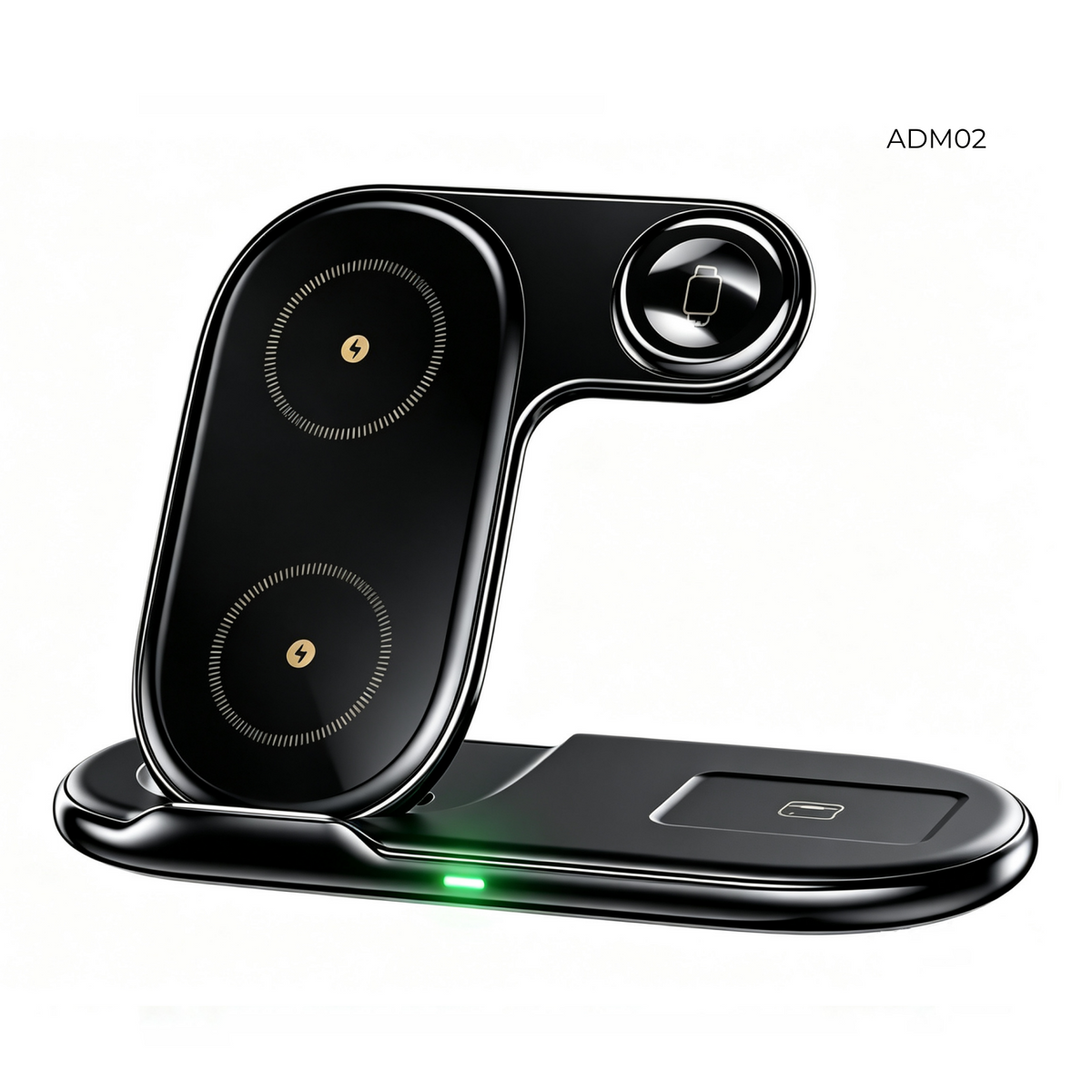 Cargador inalámbrico 3in1（adm02) carga simultáneamente  teléfono, reloj y auriculares   sin sobrecalentarse.